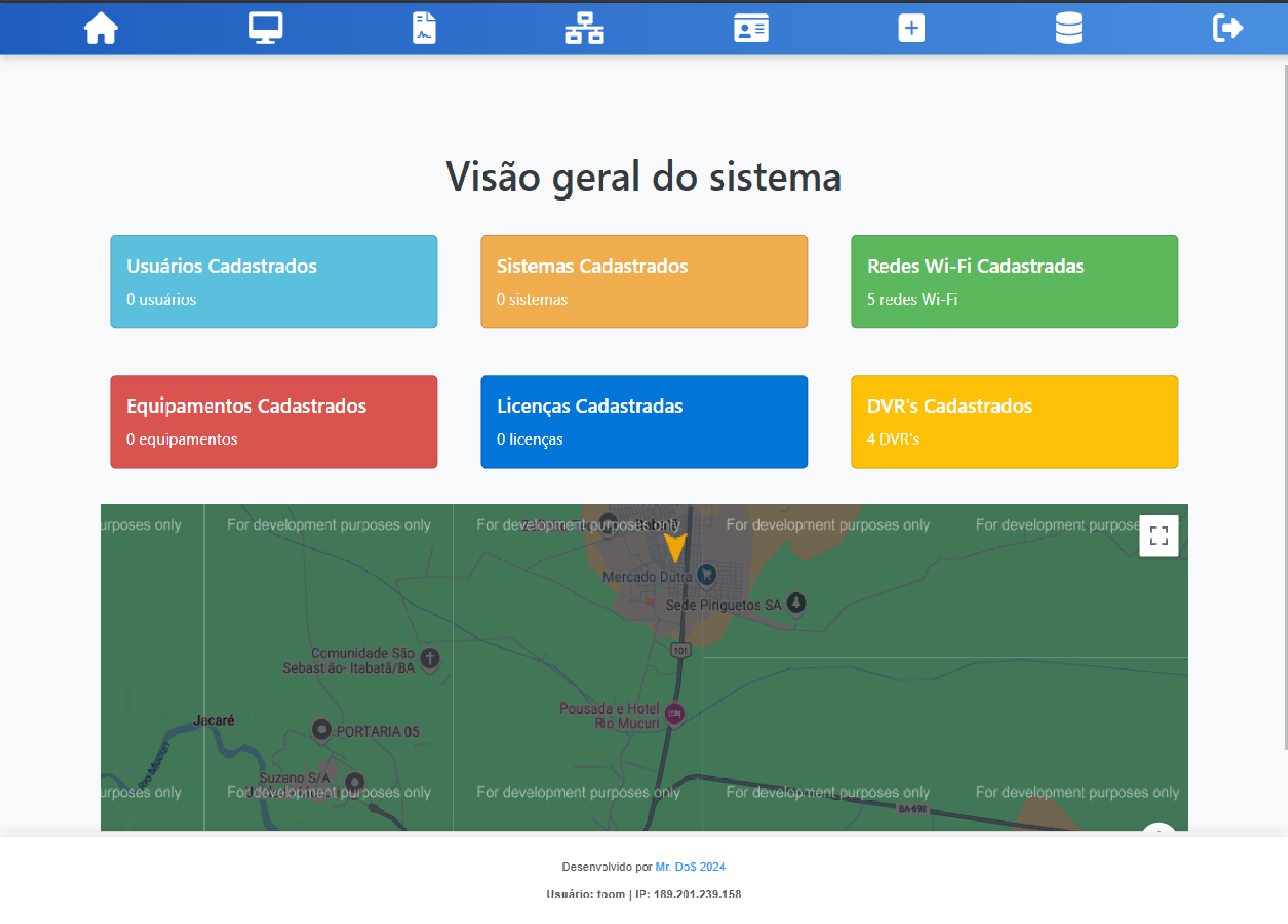 Interface do Sistema de Gestão em T.I
