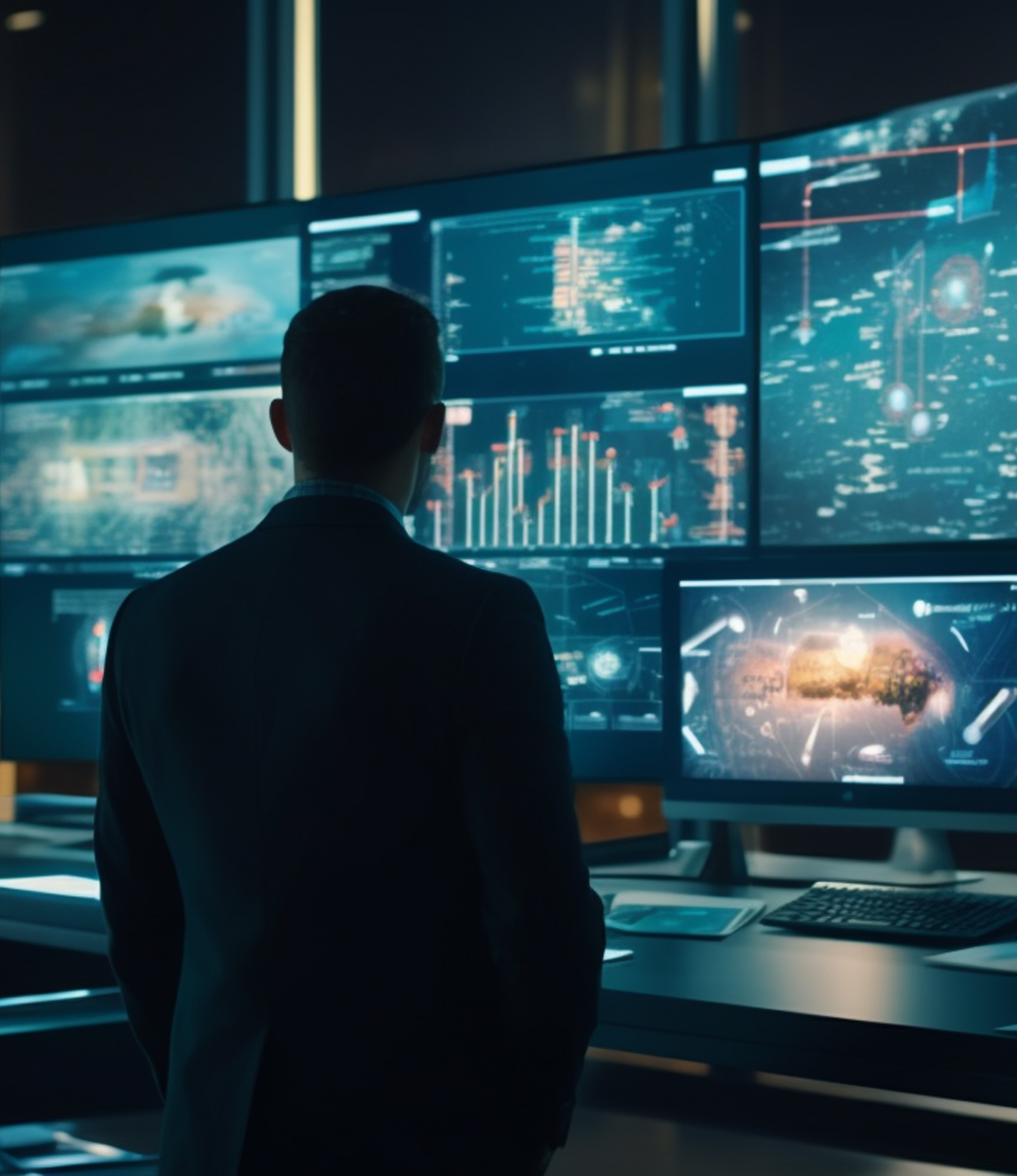 Profissional de cibersegurança analisando dados em um monitor